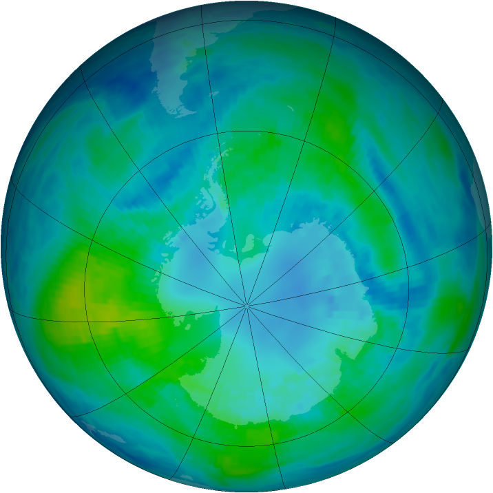 Antarctic ozone map for 12 April 1988